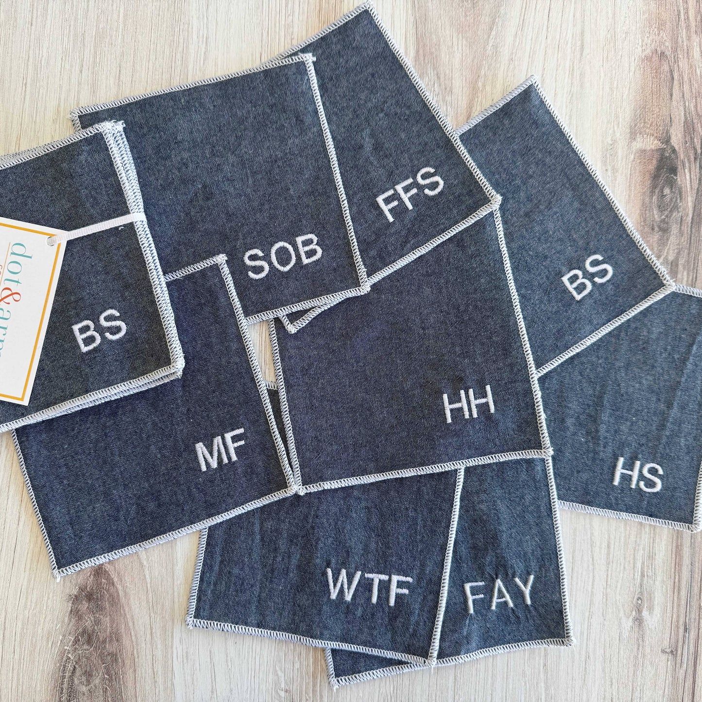 Chambray Sweary Cocktail Napkins, Set of 8
