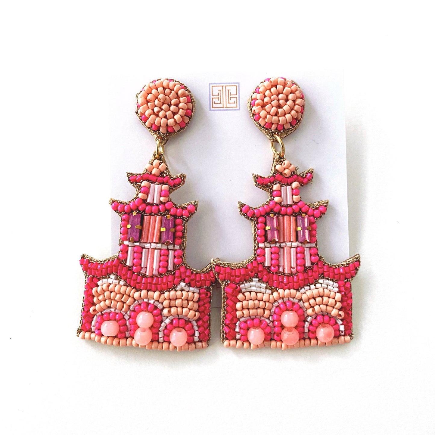 Pink Pagoda Earrings