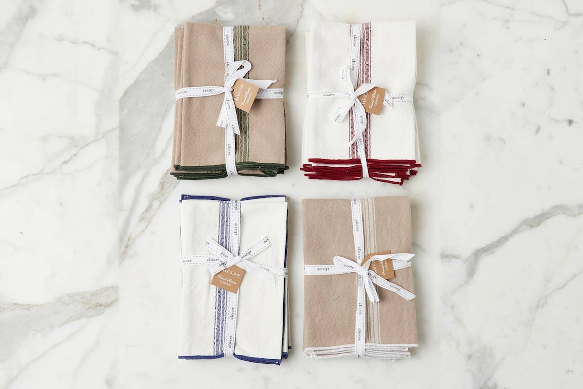 Dinner Napkins, Vintage Blue Stripe, Set of 4