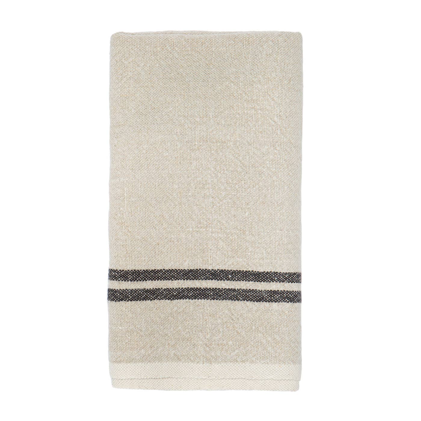 Vintage Linen Natural/Black Towels 20x30 - Set of 2