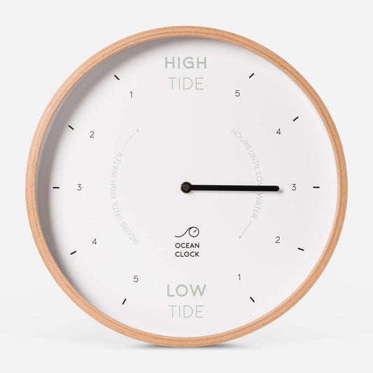 White wooden tide clock
