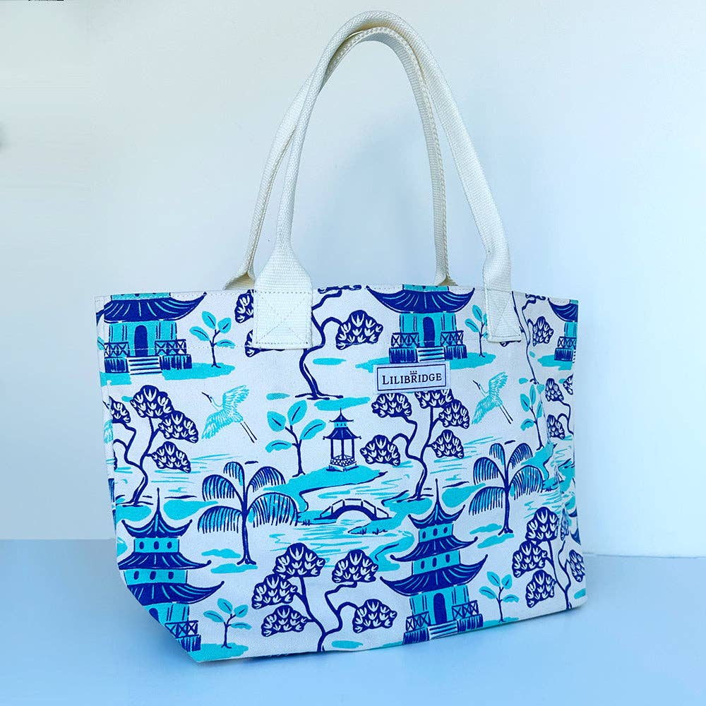 The Live & Love Tote, Blue Pagoda