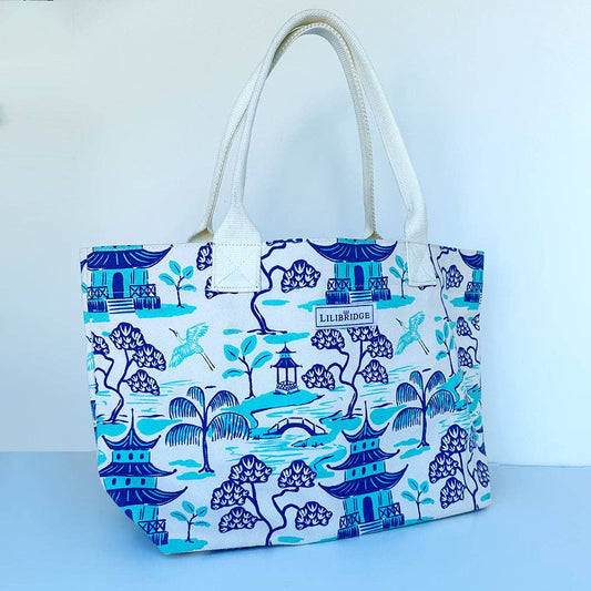 The Live & Love Tote, Blue Pagoda