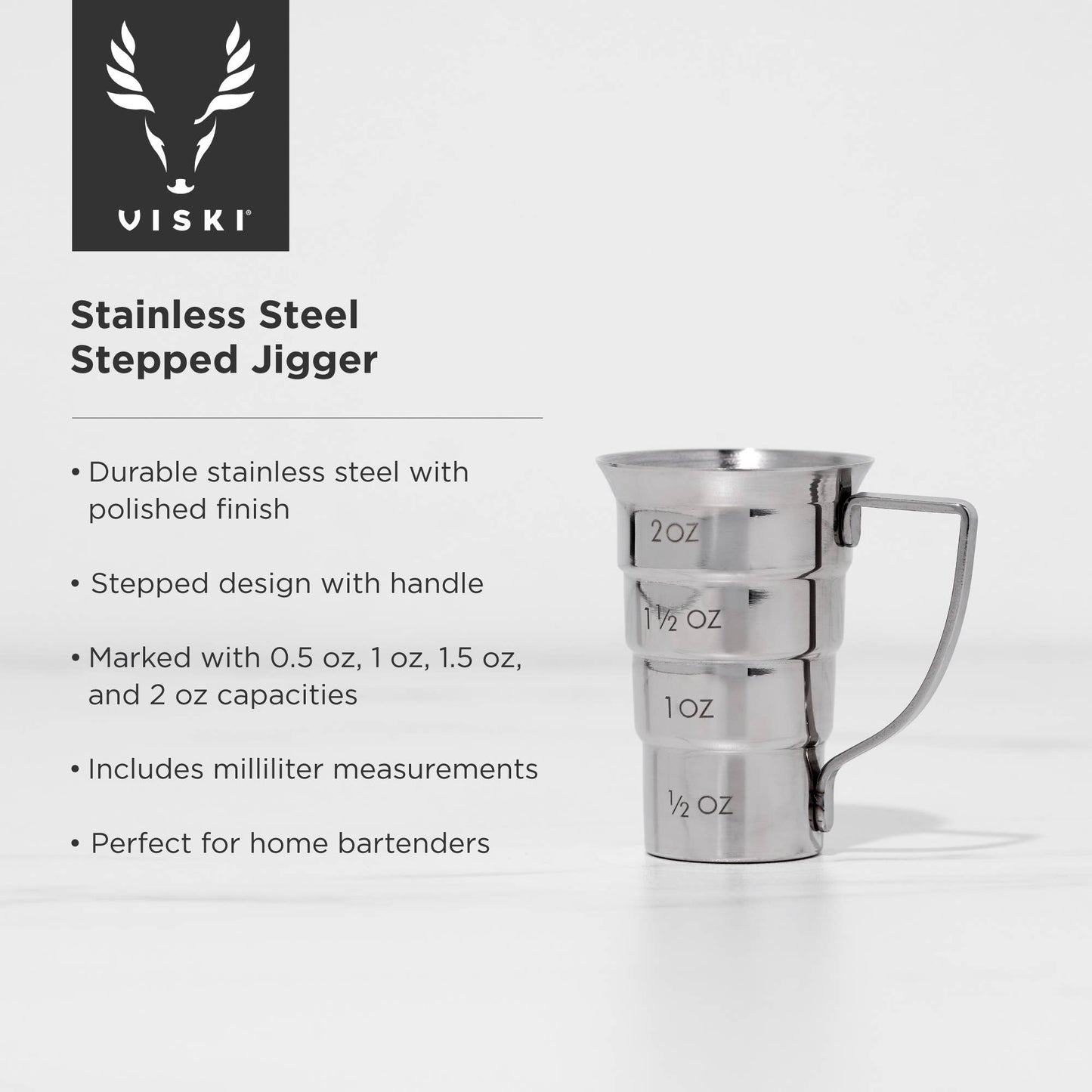 Stainless Steel Stepped Jigger with Handle