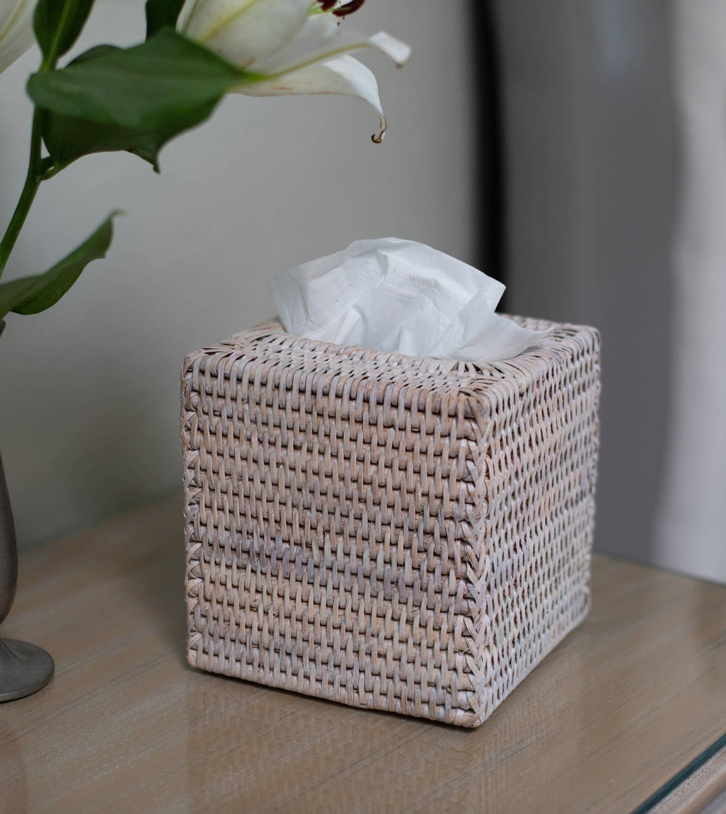 Rattan Column Tissue Box Cover – Bathroom Accessory