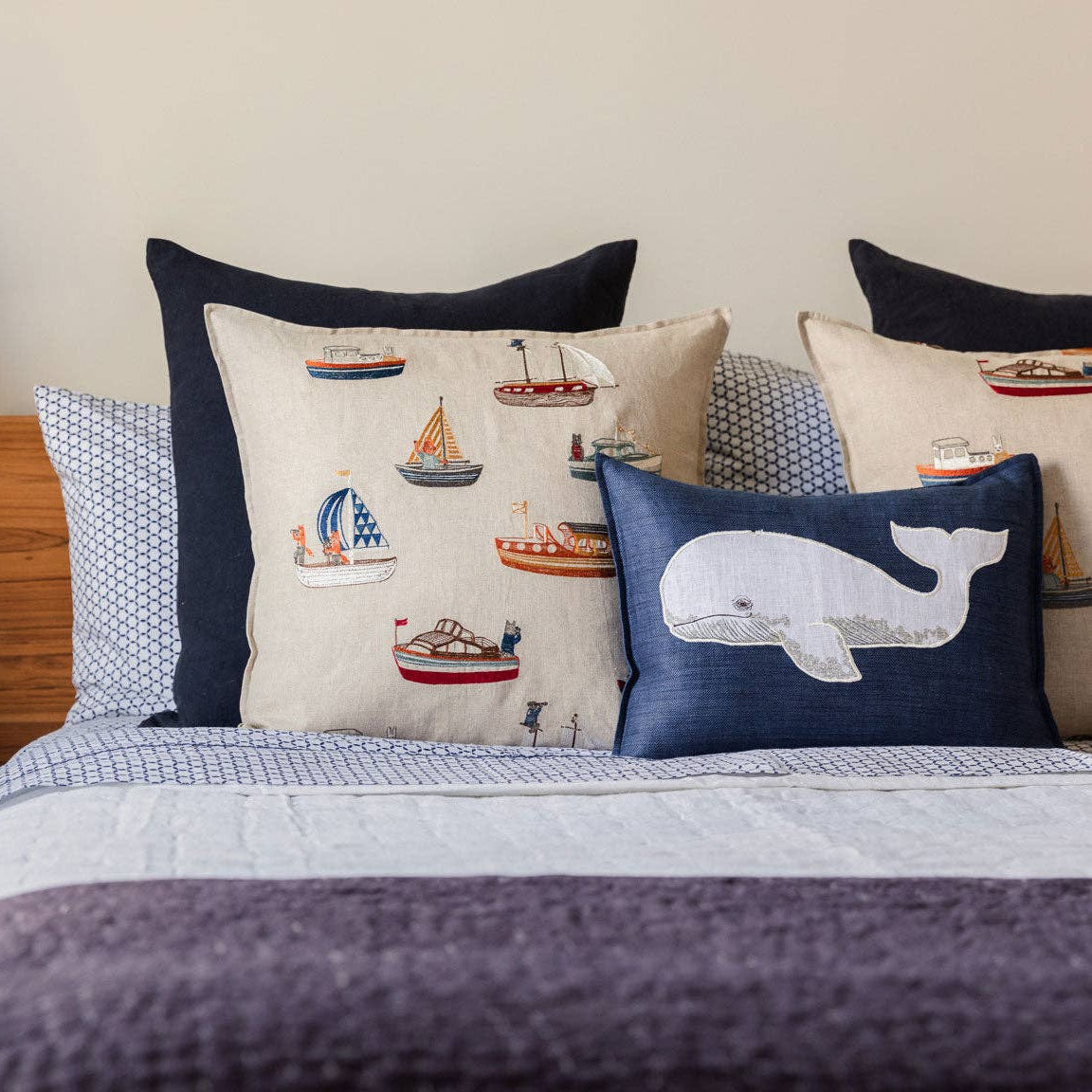 Whale Appliqué Pillow