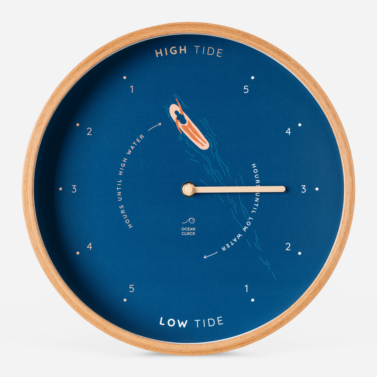 Blue surf wooden tide clock