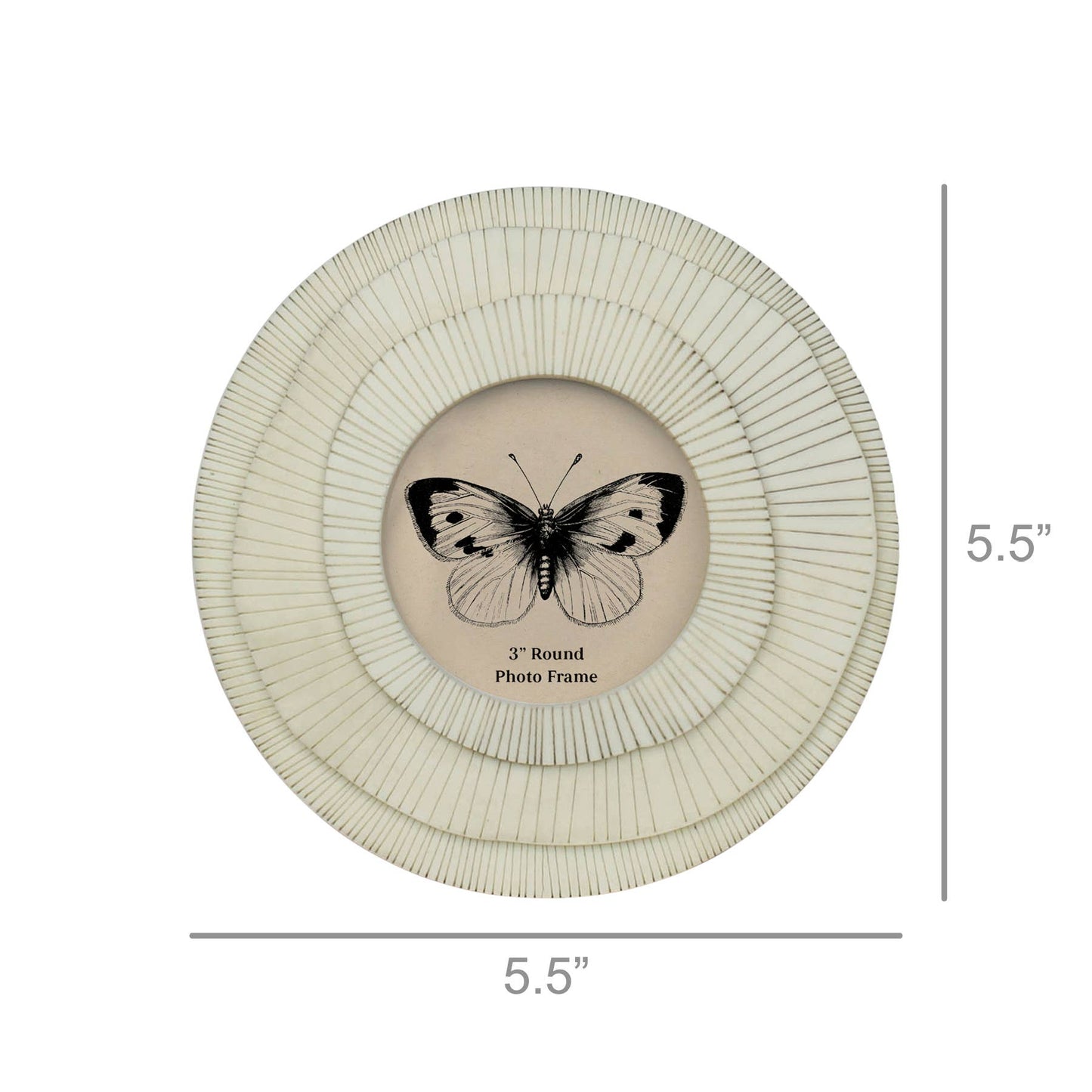 Layered Round Frame, White - 3”