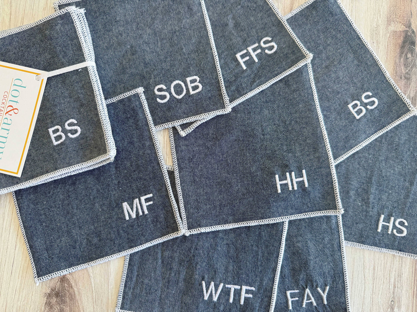 Chambray Sweary Cocktail Napkins, Set of 8
