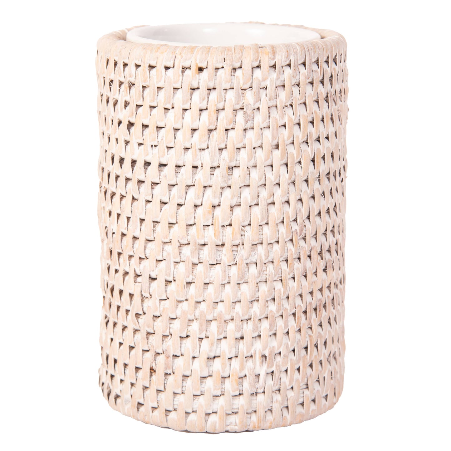 Round Rattan Tumbler with Ceramic Insert