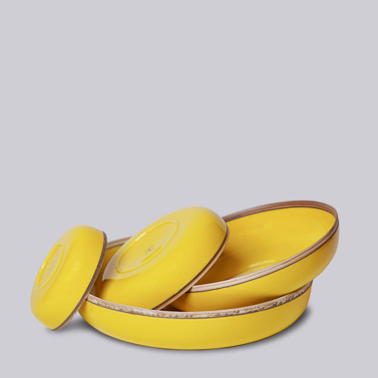 Yellow Glossy Nesting Porcelain Hermit Bowls