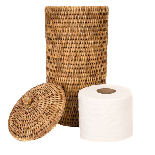 Rattan Double Toilet Roll Holder – Bathroom Organizer