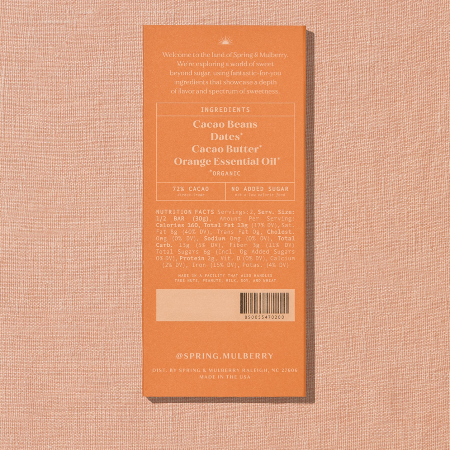 Blood Orange Date-Sweetened Dark Chocolate