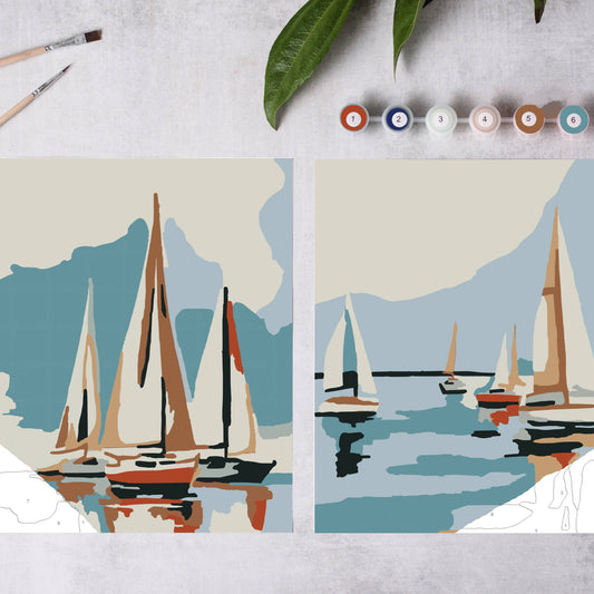 Sailboats at Sea Paint-By-Numbers kit