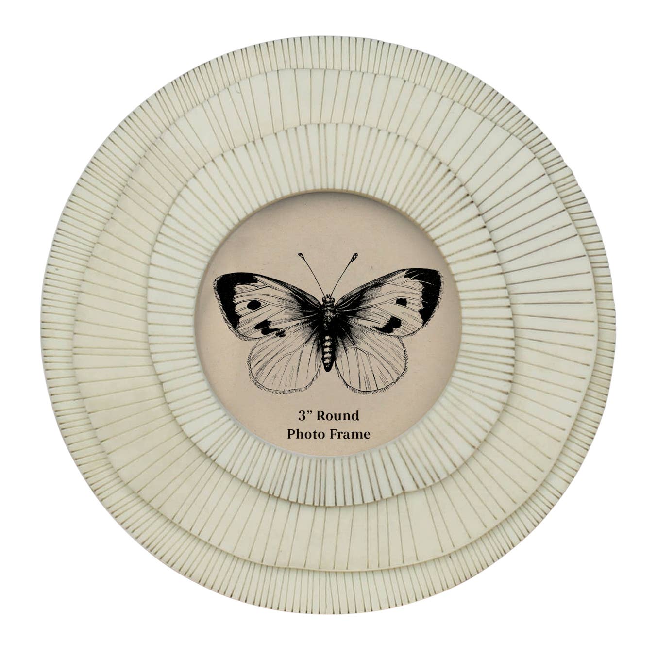 Layered Round Frame, White - 3”