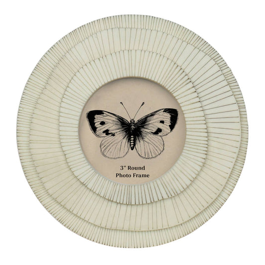 Layered Round Frame, White - 3”