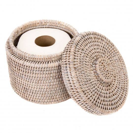 Rattan Round Single Tissue Roll Box