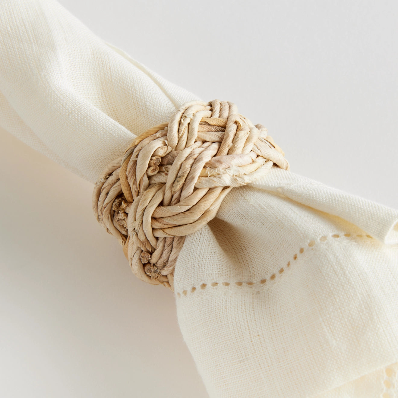 Abaca French Braided Napkin Ring, Set of 4