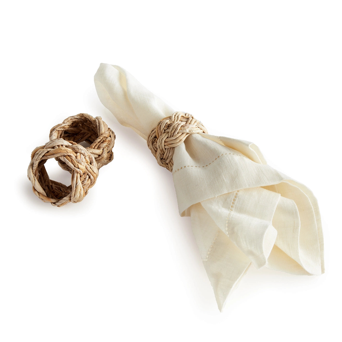 Abaca French Braided Napkin Ring, Set of 4