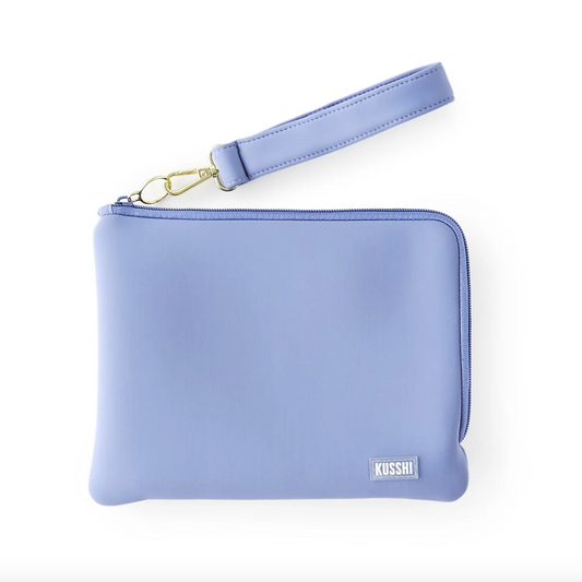 Blue Pearl Wristlet (Sand Pink Interior)