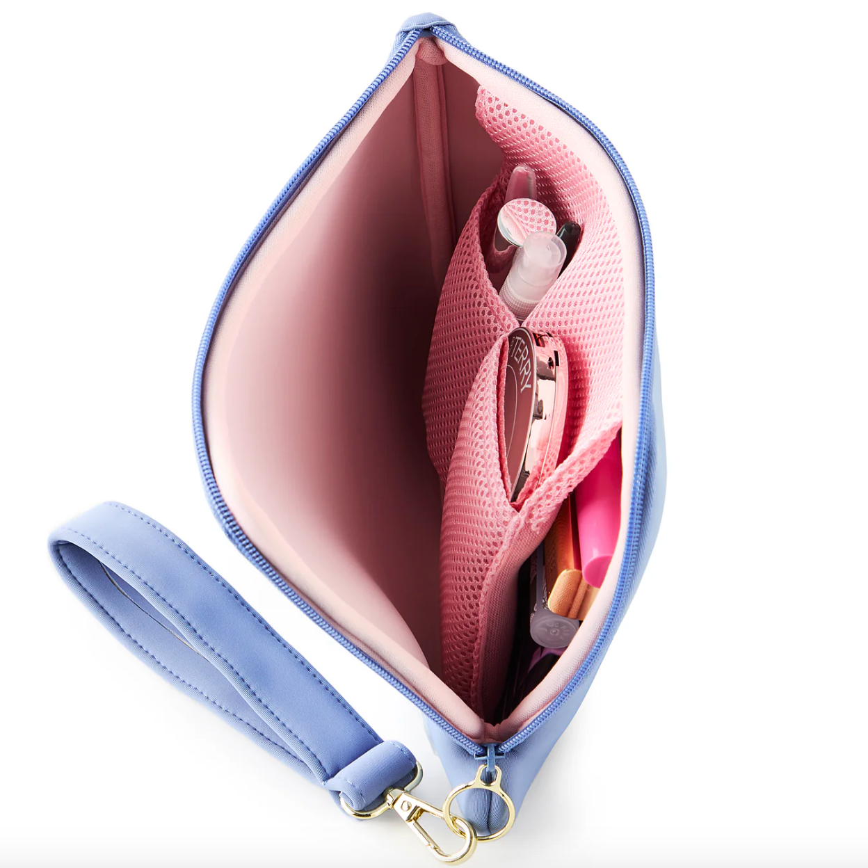 Blue Pearl Wristlet (Sand Pink Interior)
