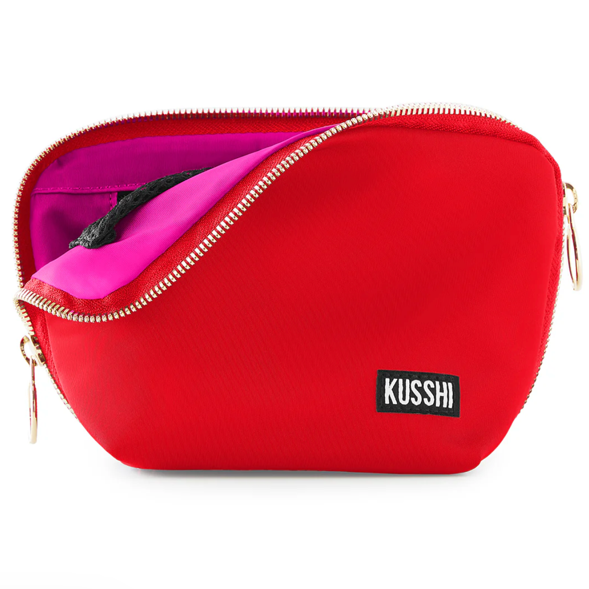 Candy Apple Red Everyday Makeup Bag (Pink Interior)