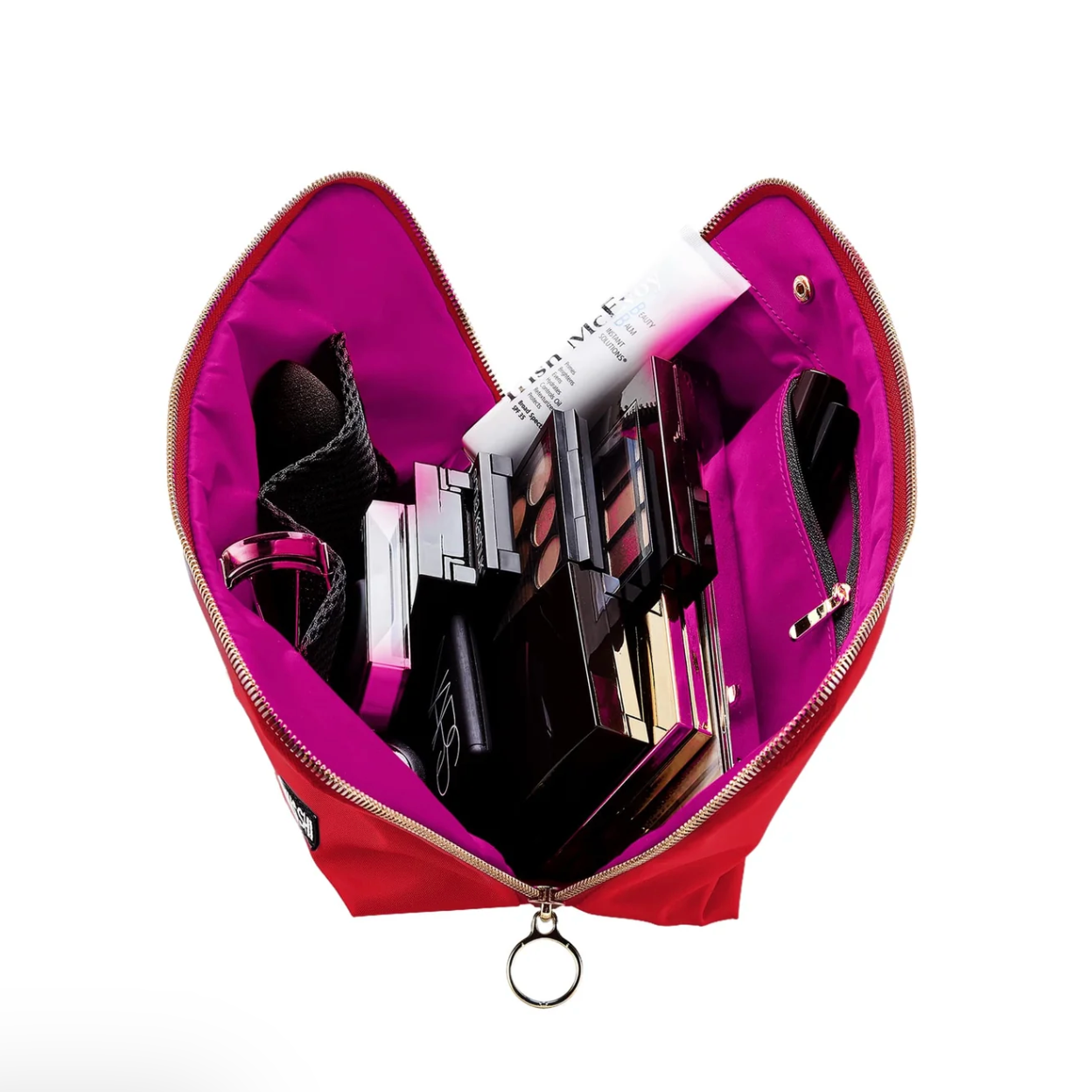 Candy Apple Red Vacationer Makeup Bag (Pink Interior)
