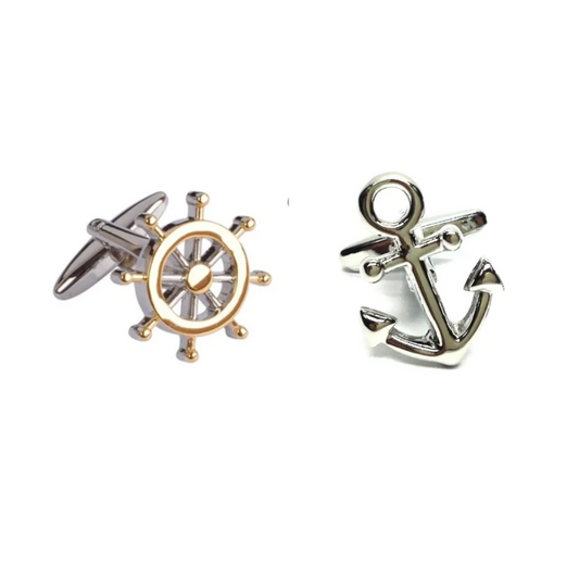 Captain Wheel & Anchor Cufflinks