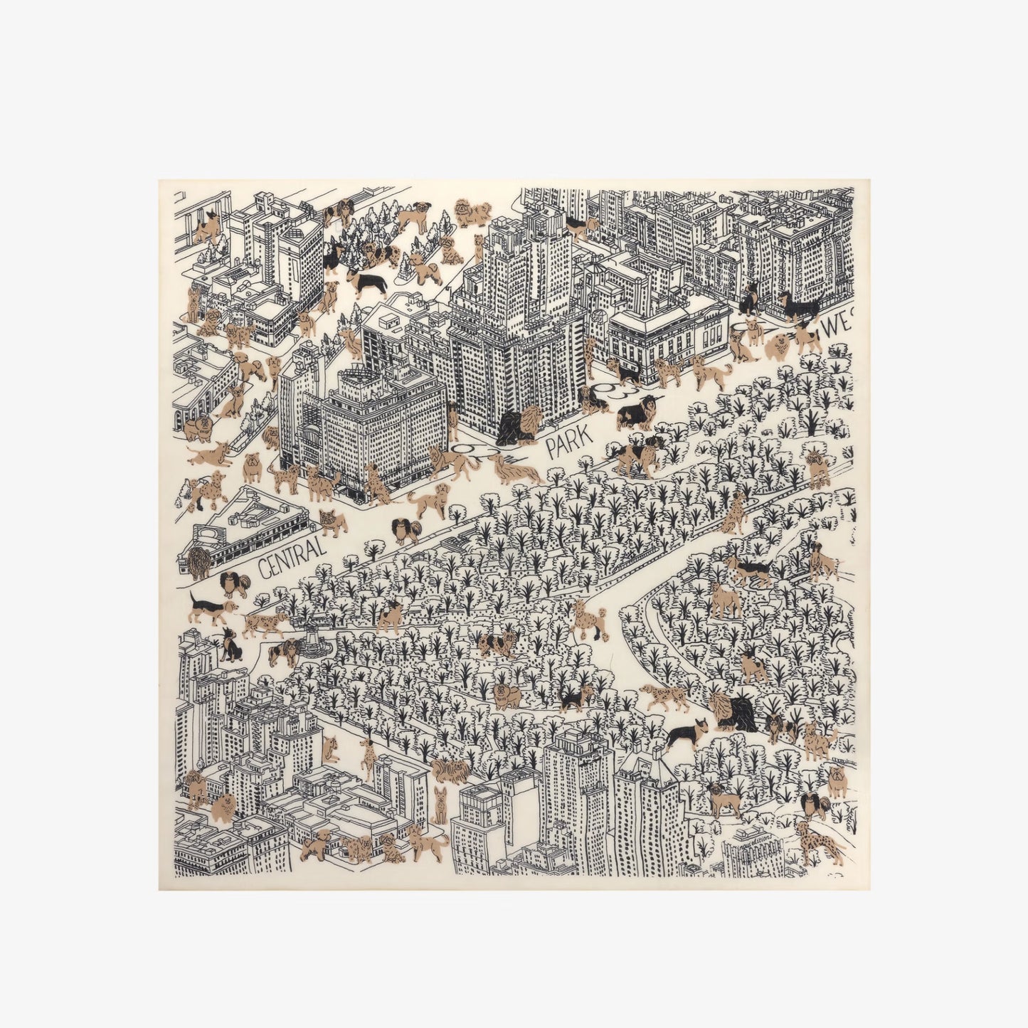 Central Park Square Scarf in White