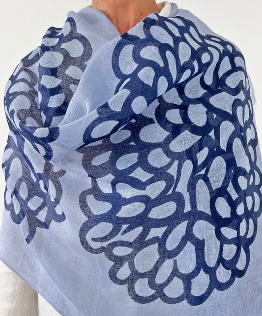 Clouds Blue/Peri Linen Scarf