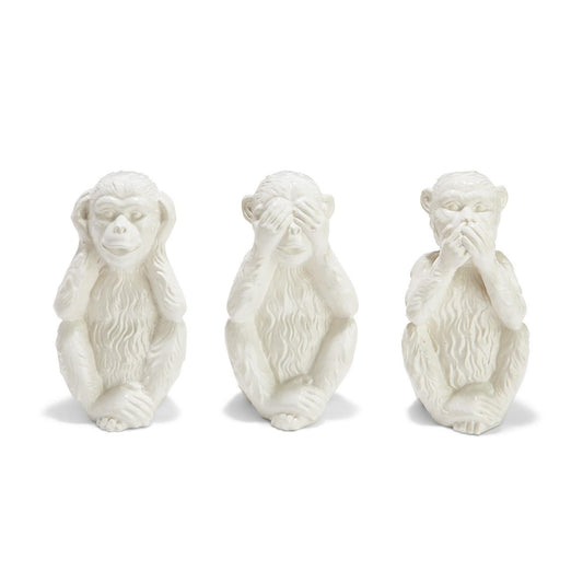 Set of 3 Hear No Evil, See No Evil, Speak No Evil Monkeys - Ceramic