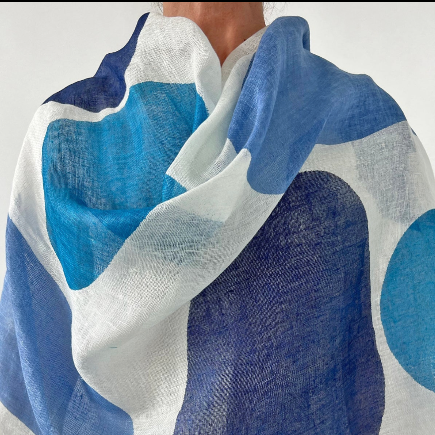 Dream Blues Linen Scarf