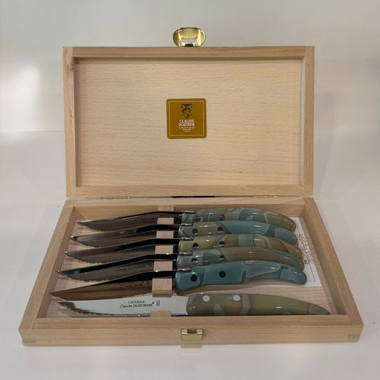 Green Stone Claude Dozorme Berlingot Knives, Set of 6