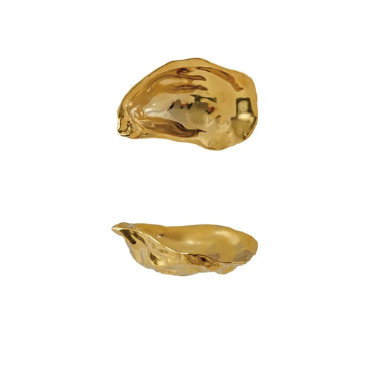 Gold Ceramic Oyster Shell Shaped Dish