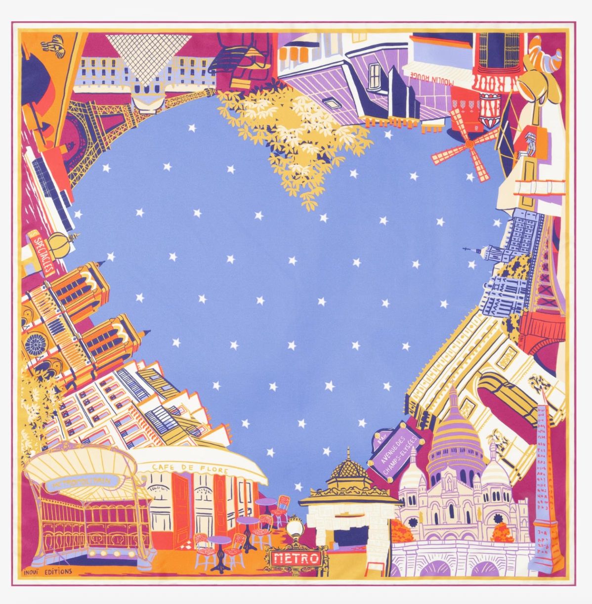 J'Aime Paris Night Square 70cm Scarf