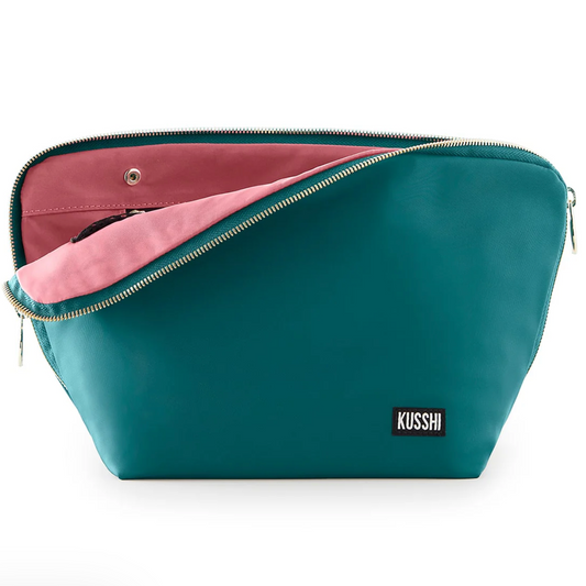 Jade Vacationer Makeup Bag (Pale Pink Interior)
