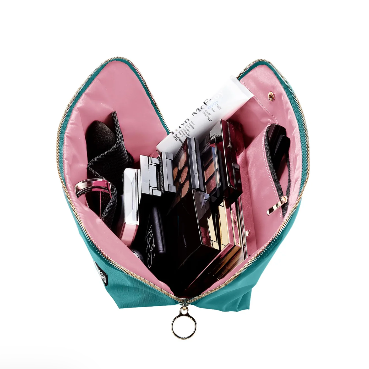 Jade Vacationer Makeup Bag (Pale Pink Interior)