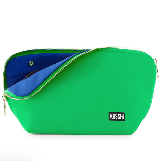Kelly Green Signature Makeup Bag (Navy Interior)