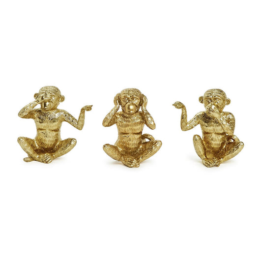Gold Set of 3 Hear No Evil, See No Evil, Speak No Evil Monkeys