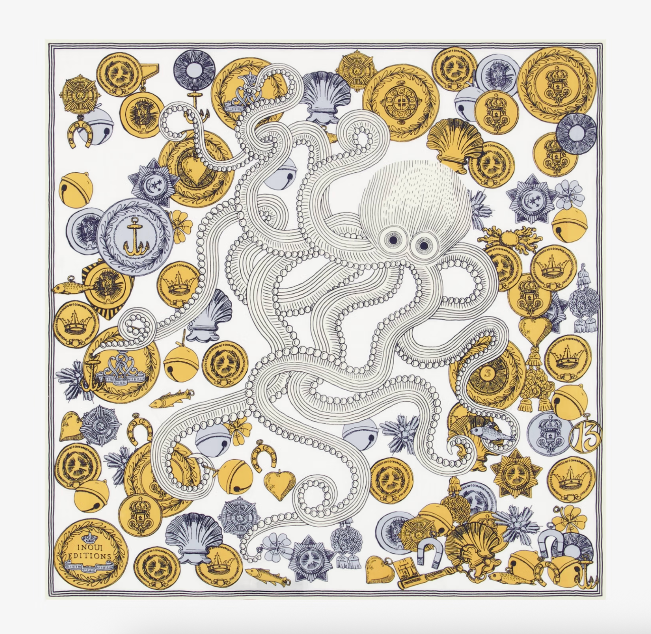 Octopus Square Scarf in White