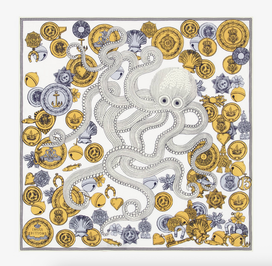 Octopus Square Scarf in White