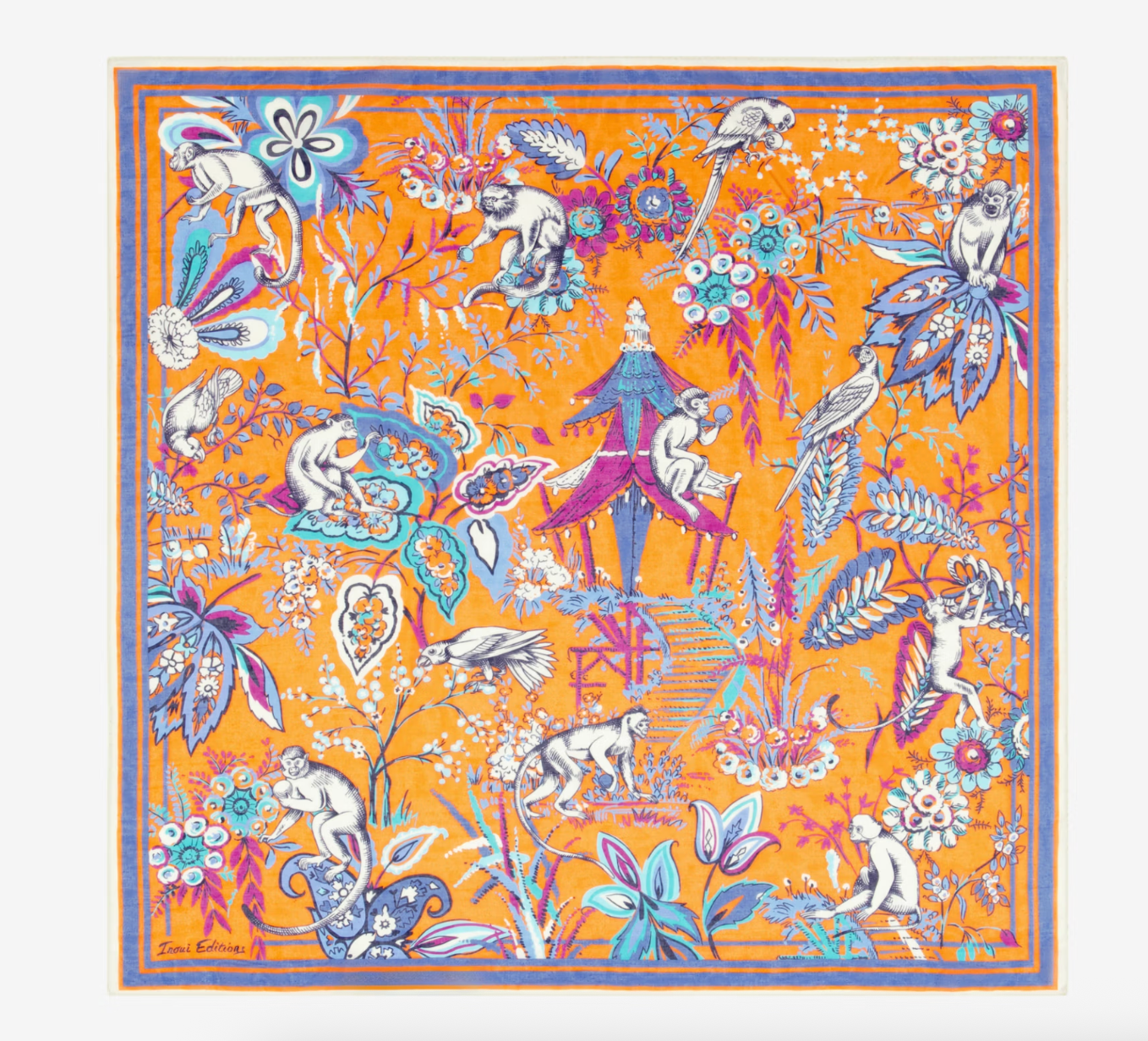 Pagoda Square Scarf in Coral