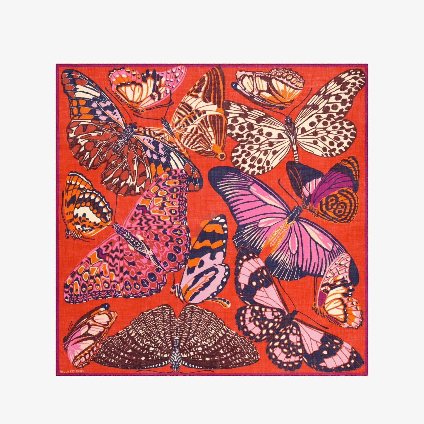Papillons Square Scarf in Red