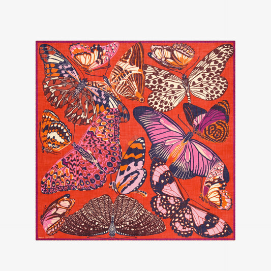 Papillons Square Scarf in Red