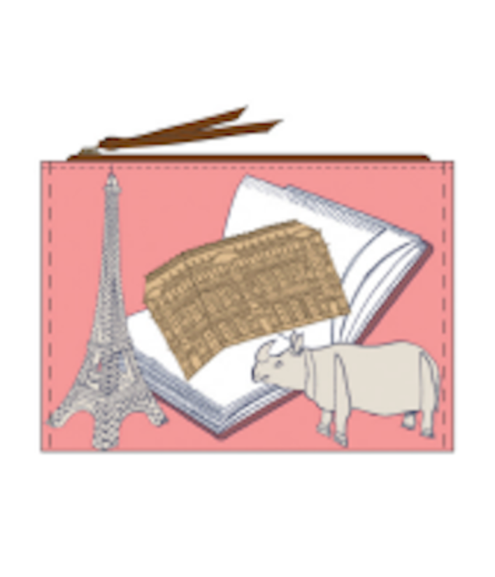 Paris Premier Embroidered Pouch in Pink