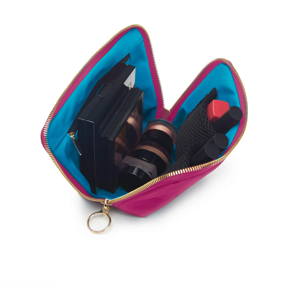 Pink Everyday Makeup Bag (Teal Interior)