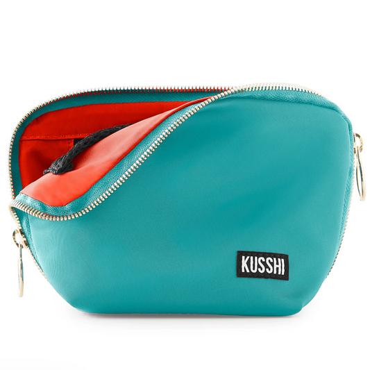 Sea Green Everyday Makeup Bag (Orange Interior)