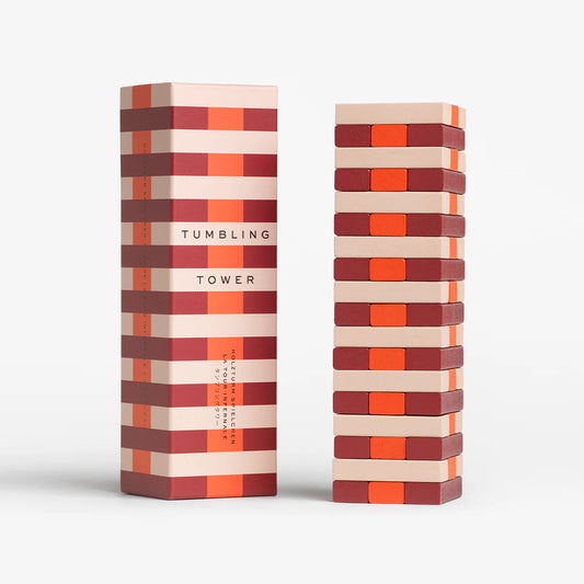 Tumbling Tower game with packaging on a white background