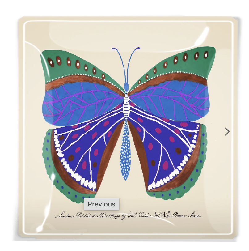 Turquoise Maldives Butterfly Decoupage Glass Tray