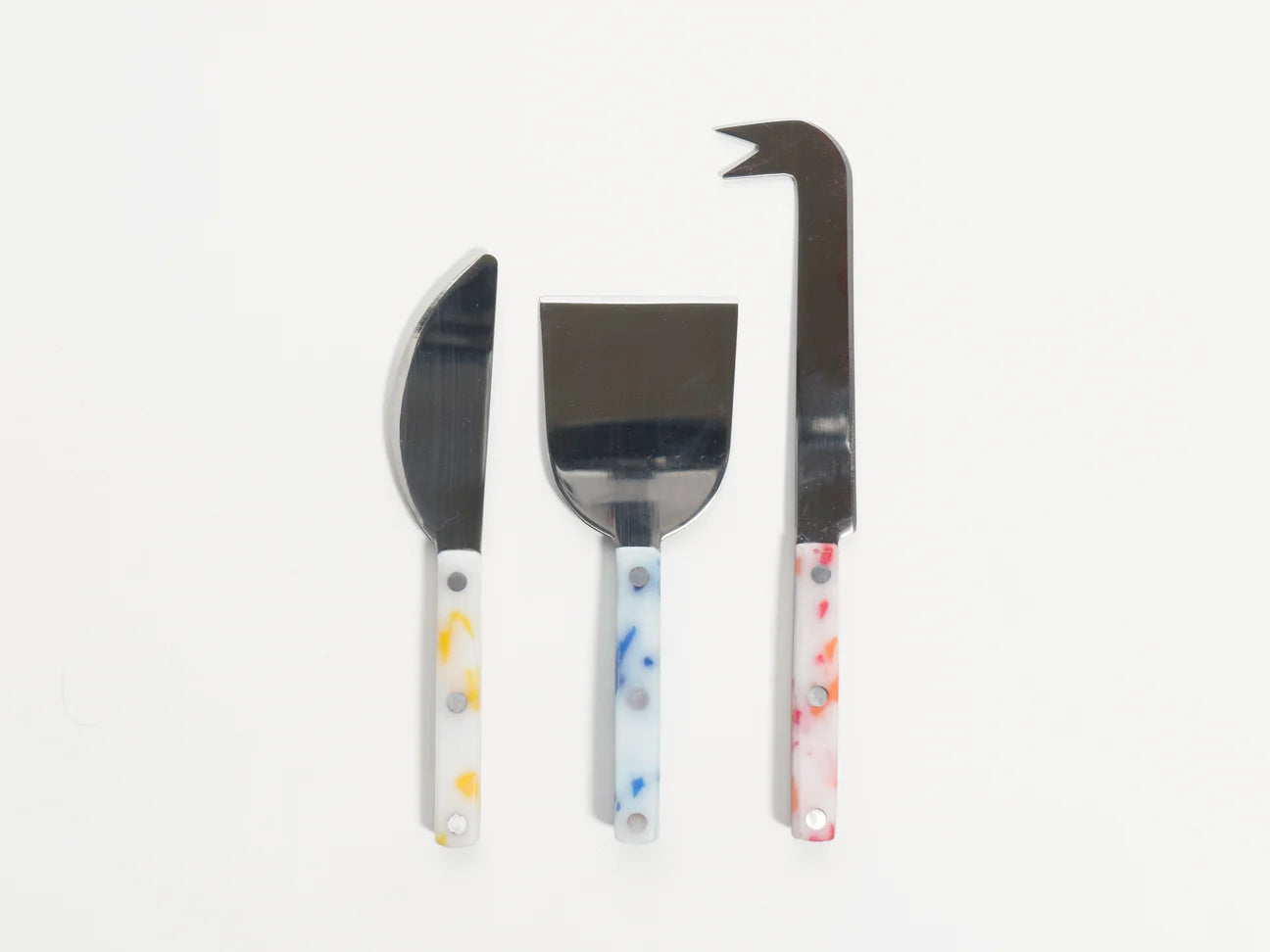 White with Red/Yellow/Blue Cheese Knives